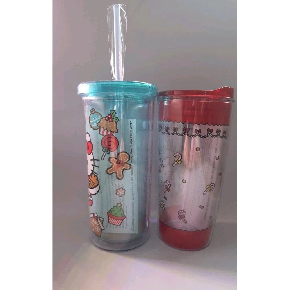 Hello Kitty Gingerbread And‎ Christmas Cookie Tumbler Set Of 2 New